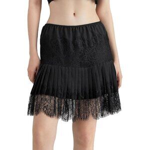 Women Lace Ruffle Mini Skirt Y2k Pleated Sexy Mid Waist Layered Flowy Slip Skirt